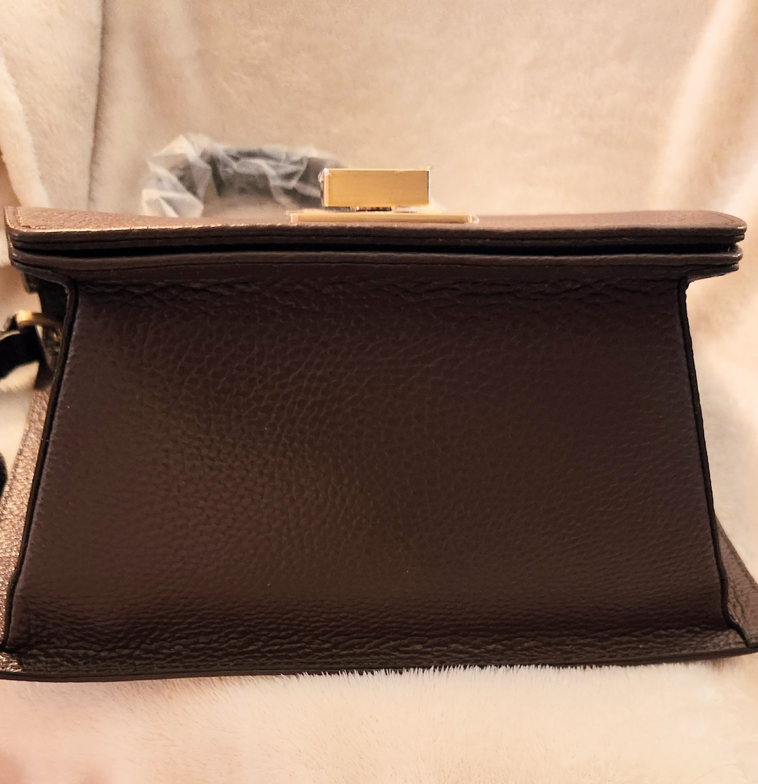 Arcadia Italian Trapeze Medium Satchel Chocolate Pebbled Leather NWT MSRP $540