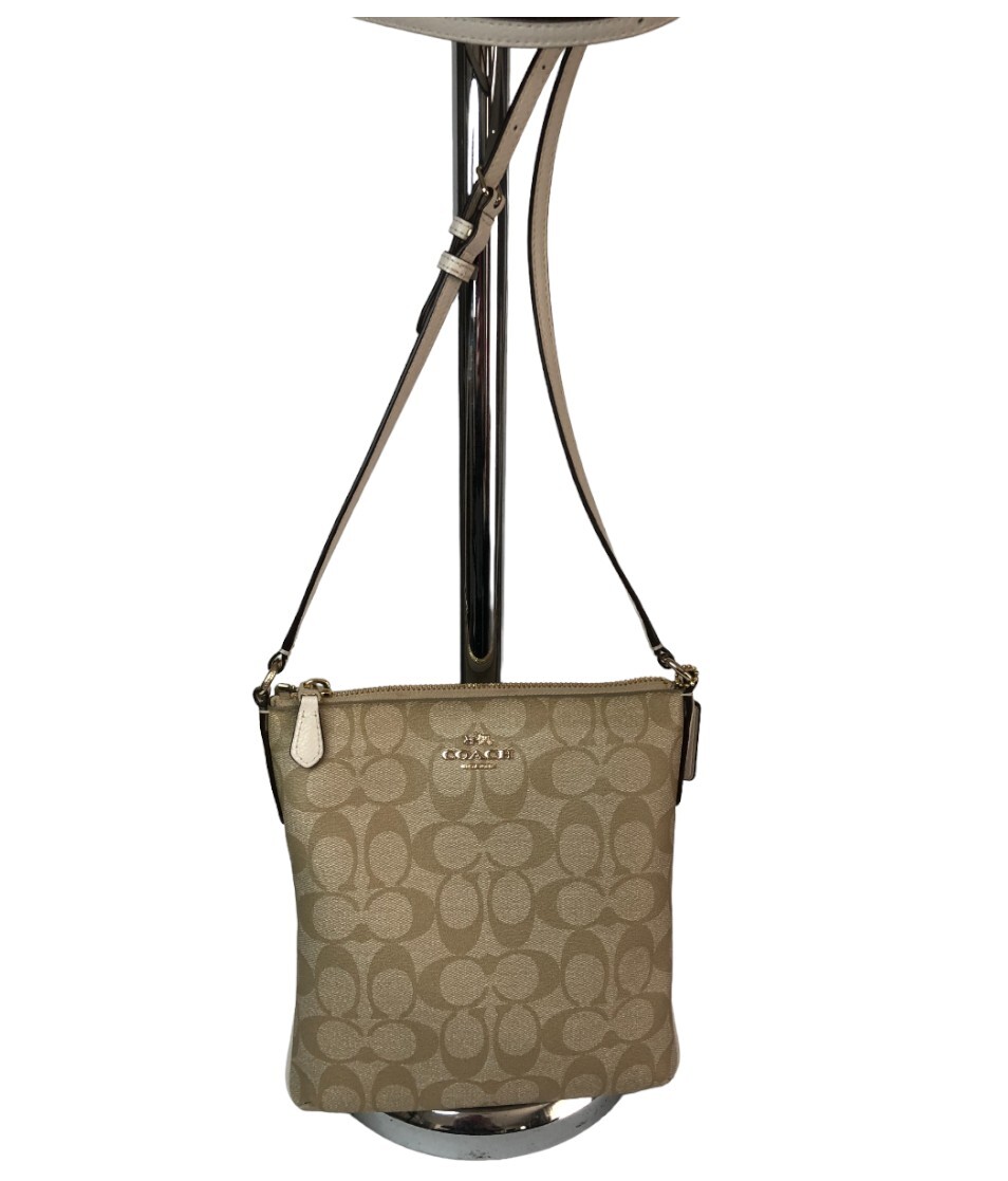 NWOT – COACH F35940 North/South Crossbody Signature Light Khaki & Chalk