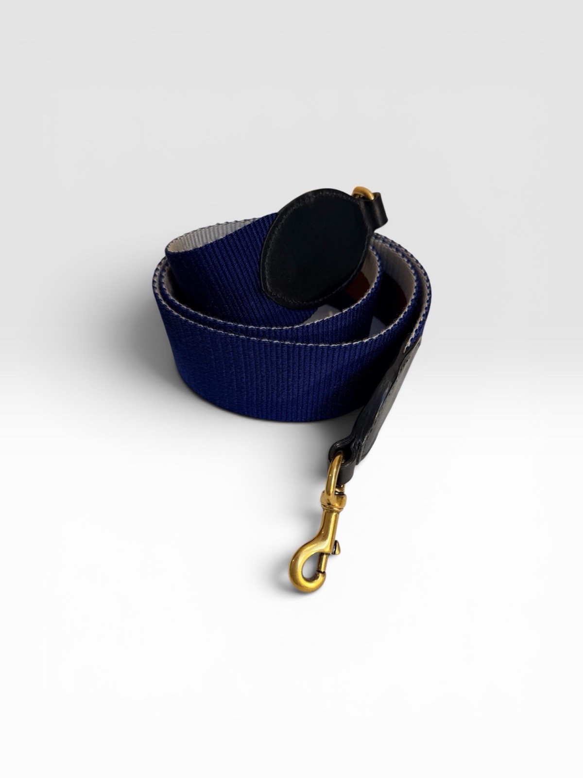 Gucci Vintage Web Canvas Shoulder Strap 44” Reversible Gold Hardware Retail $750