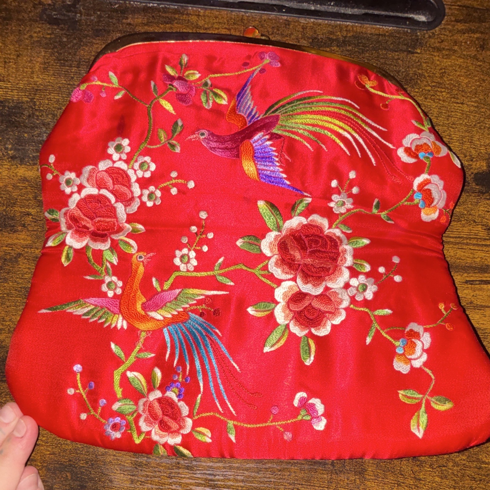 Vintage silk red clutch