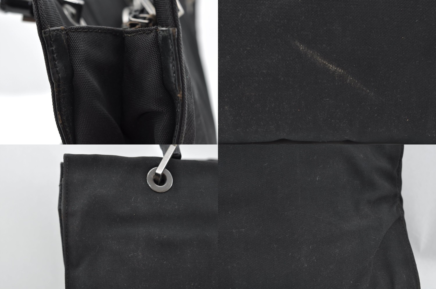 Authentic GUCCI Bamboo Tote Hand Bag Purse Nylon Black AB834