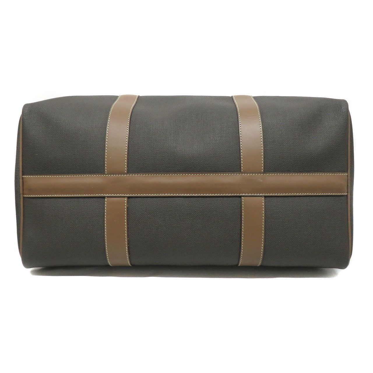 dunhill Boston Bag PVC Leather Brown Gray Travel Used