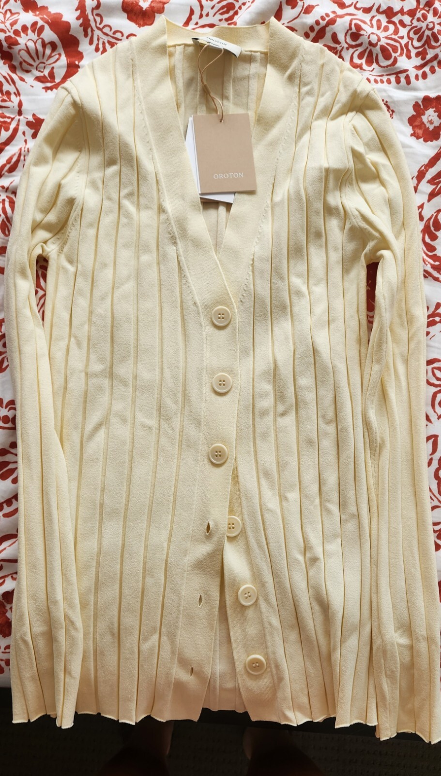 Oroton Long Sleeve Ribbed Cardi Size M New With Tags