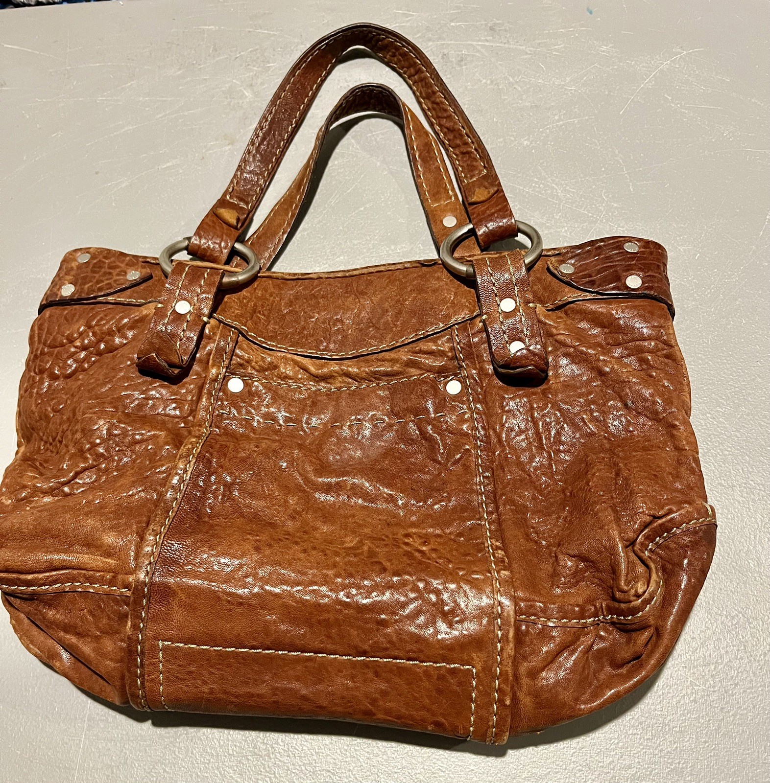 Ruehl No. 925 Distressed Brown Leather Shoulder Purse Gorgeous!!
