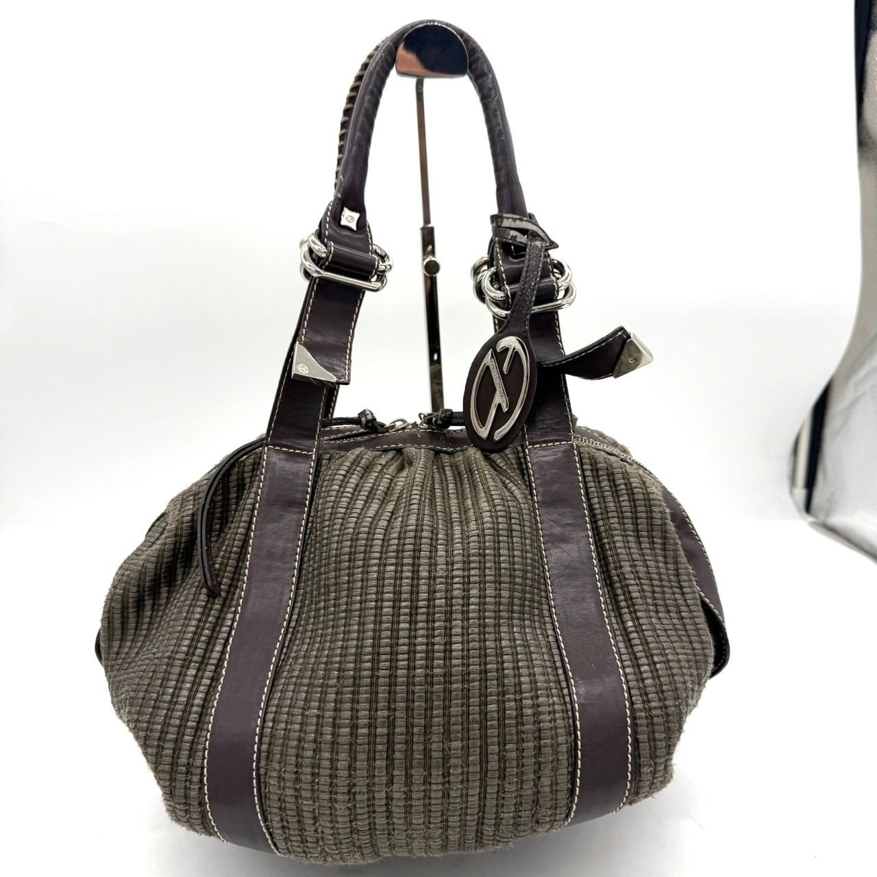 Francesco Biasia Handbag Leather Fabric Brown Excellent condition