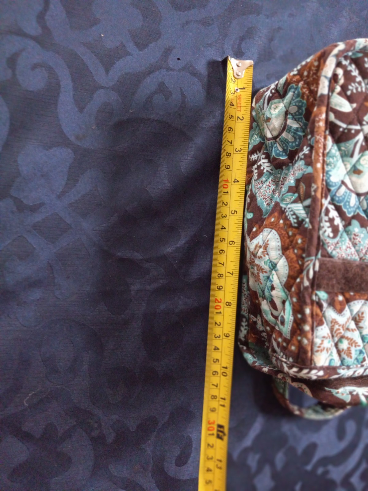 Vera Bradley Quilted Insulated Lunch Bag Box Java Blue Floral Paisley Print
