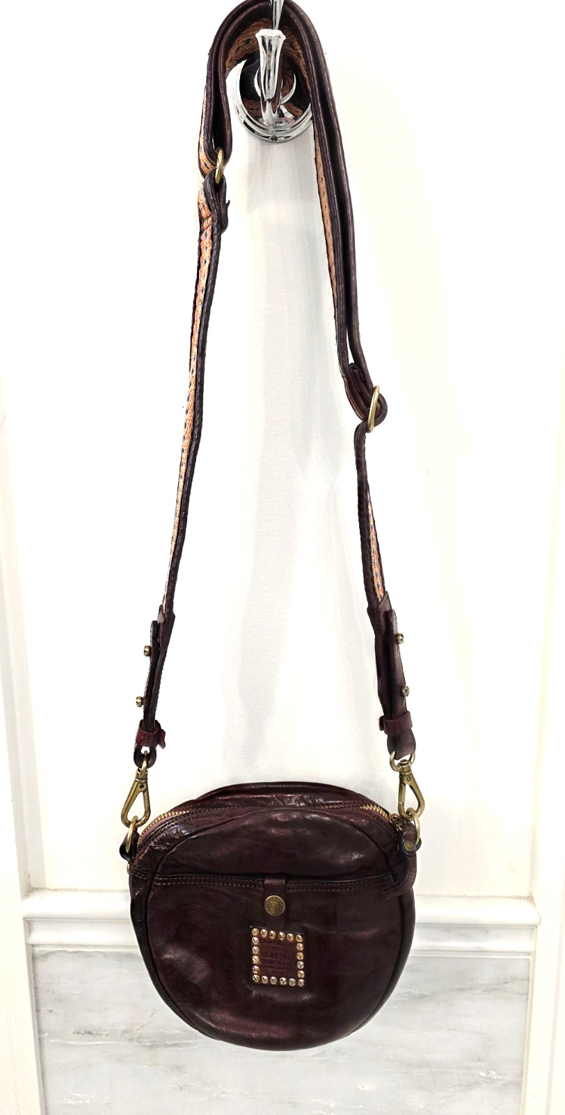 NEW Campomaggi Centarius Purple Brown Leather Crossbody Shoulder Bag + 3 STRAPS
