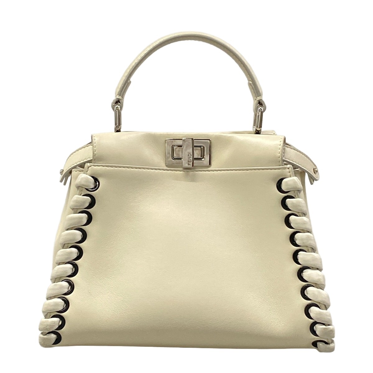 FENDI Peekaboo Iconic Small 8BN244 White Leather Handbag