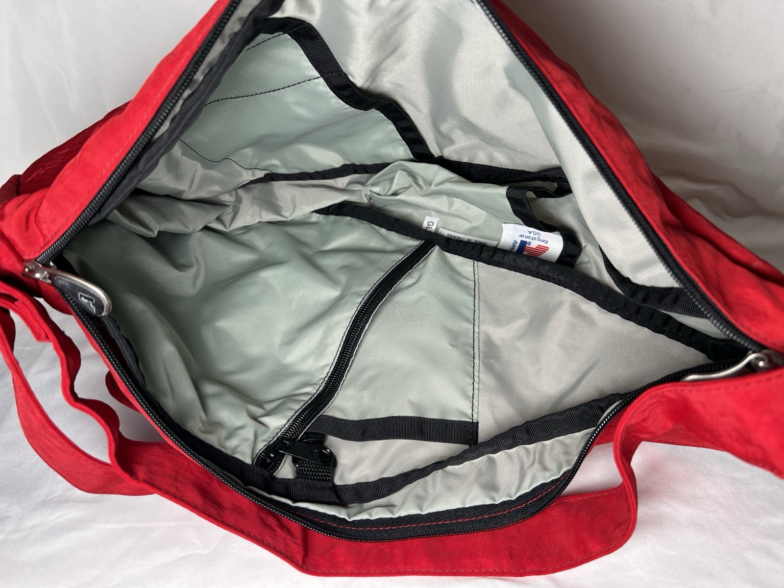 Ameribag Healthy Back Bag Crossbody Sling Backpack Red Nylon Large 18” NWOT