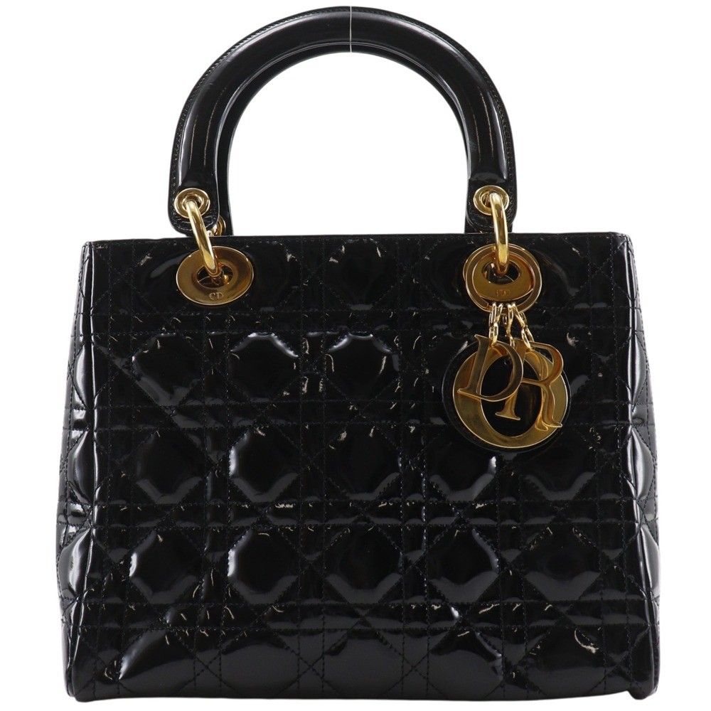 Dior Lady Dior Medium Handbag Canage black Patent leather Women