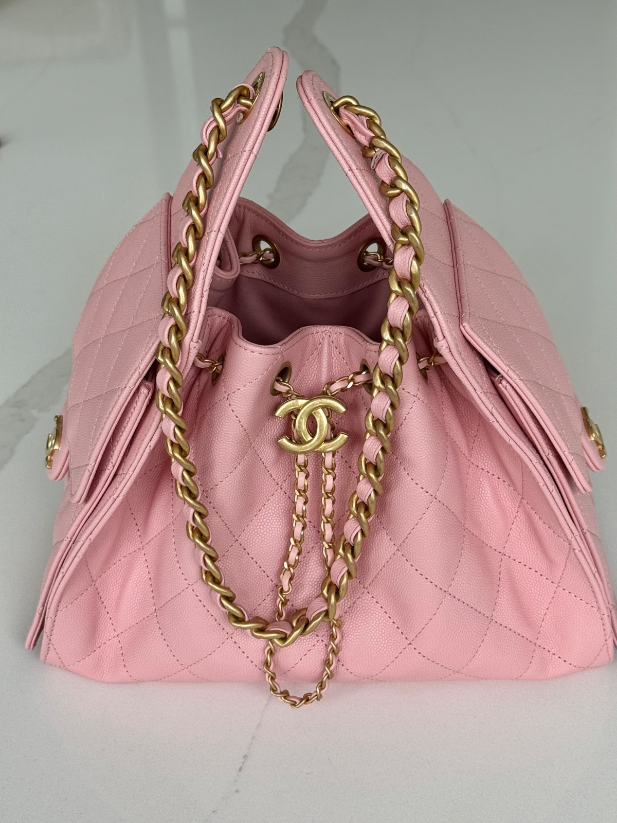 Chanel 25 Small Pink Caviar Gold Hardware Hobo Bag 25B Barbie Brand New!🎀🎁