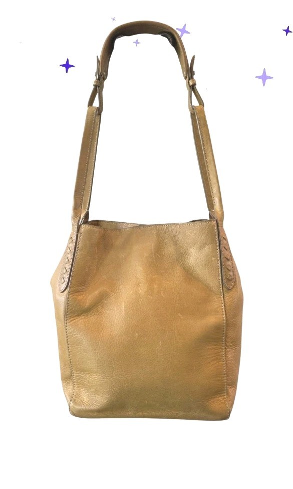 Womens Frye Reed Leather Hobo Shoulder Tote Bag Purse Handbag Yellow Distressed