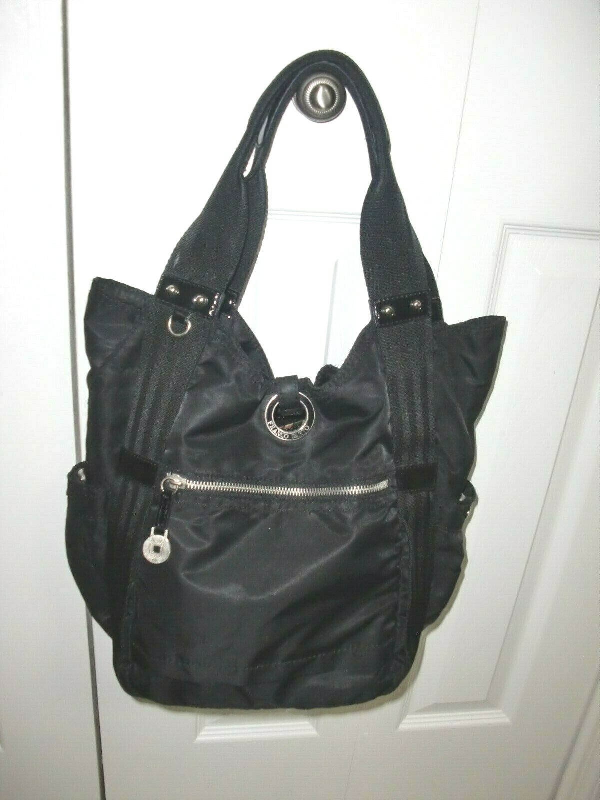 Women’s~FRANCO SARTO~BLACK~NYLON~3 COMPARTMENT’S~TOTE SHOULDER BAG PURSE~CUTE!