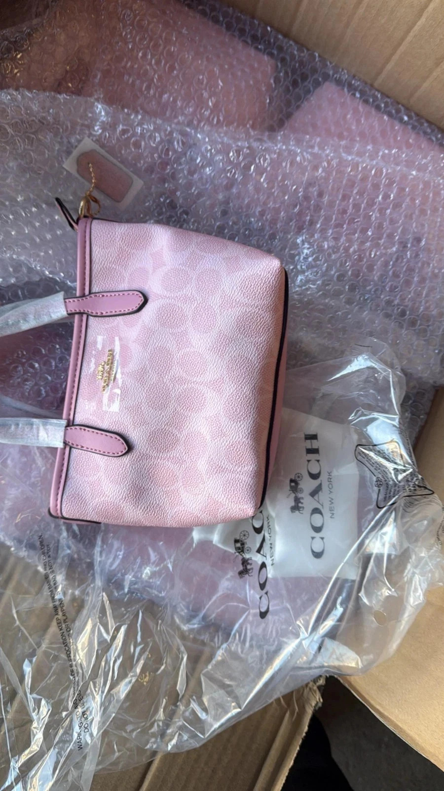 COACH City Mini Tote Bag Signature Canvas CW032 Powder Pink Outlet NEW