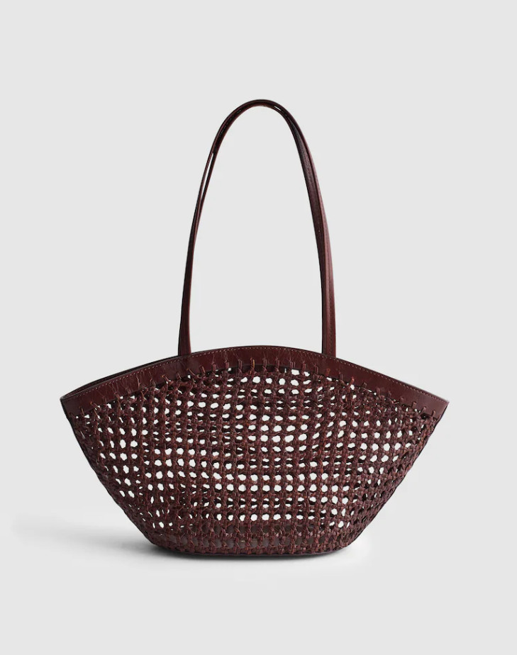 SALE Madewell The Caning Tote Woven Straw Leather Shoulder Bag Women’s Natural