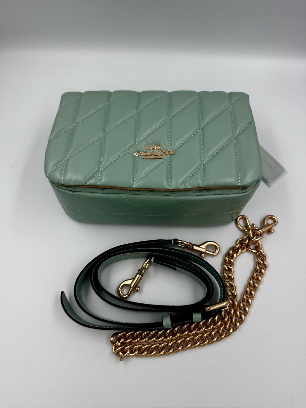 Coach Klare Quilted Mint Green Leather Convertible Shoulder Crossbody Bag
