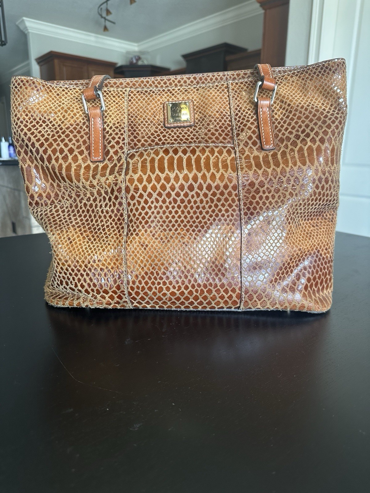Dooney and Bourke Lexington Snake Pattern Tan/Light Brown Tote