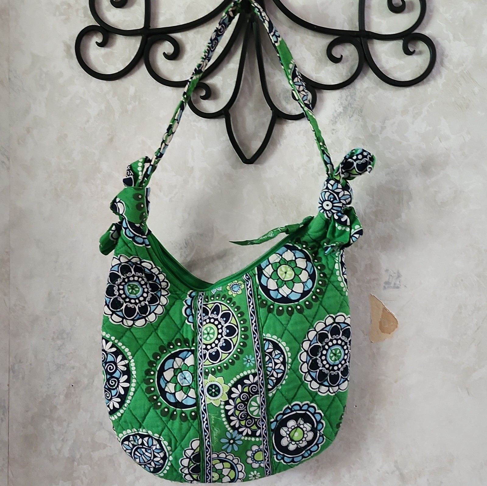 Vera Bradley Cupcakes Green Quilted Cotton Hobo Shoulder Bag Purse Retired 2009