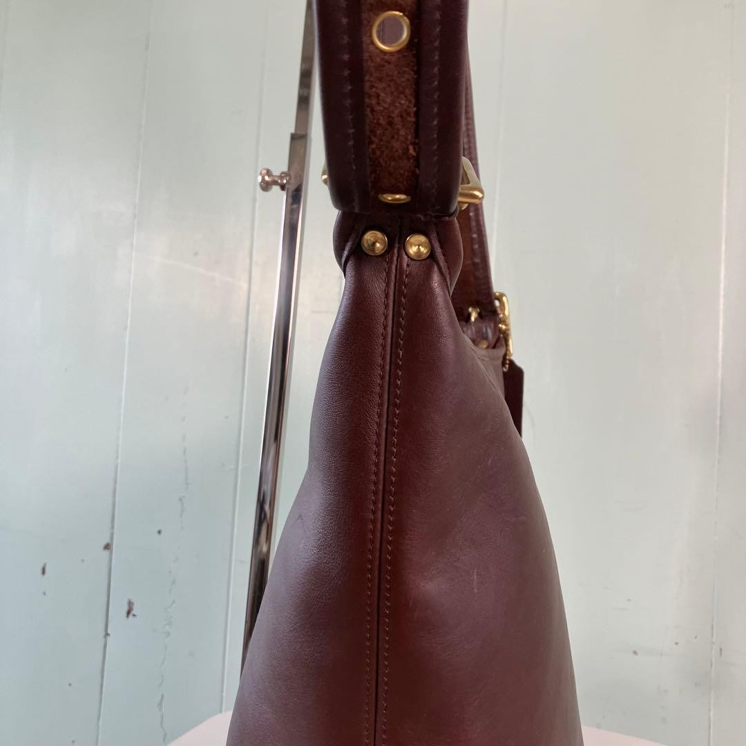 Rare Old Coach Grained Leather Leather Bucket Style Shoulder Bag FROM JAPAN