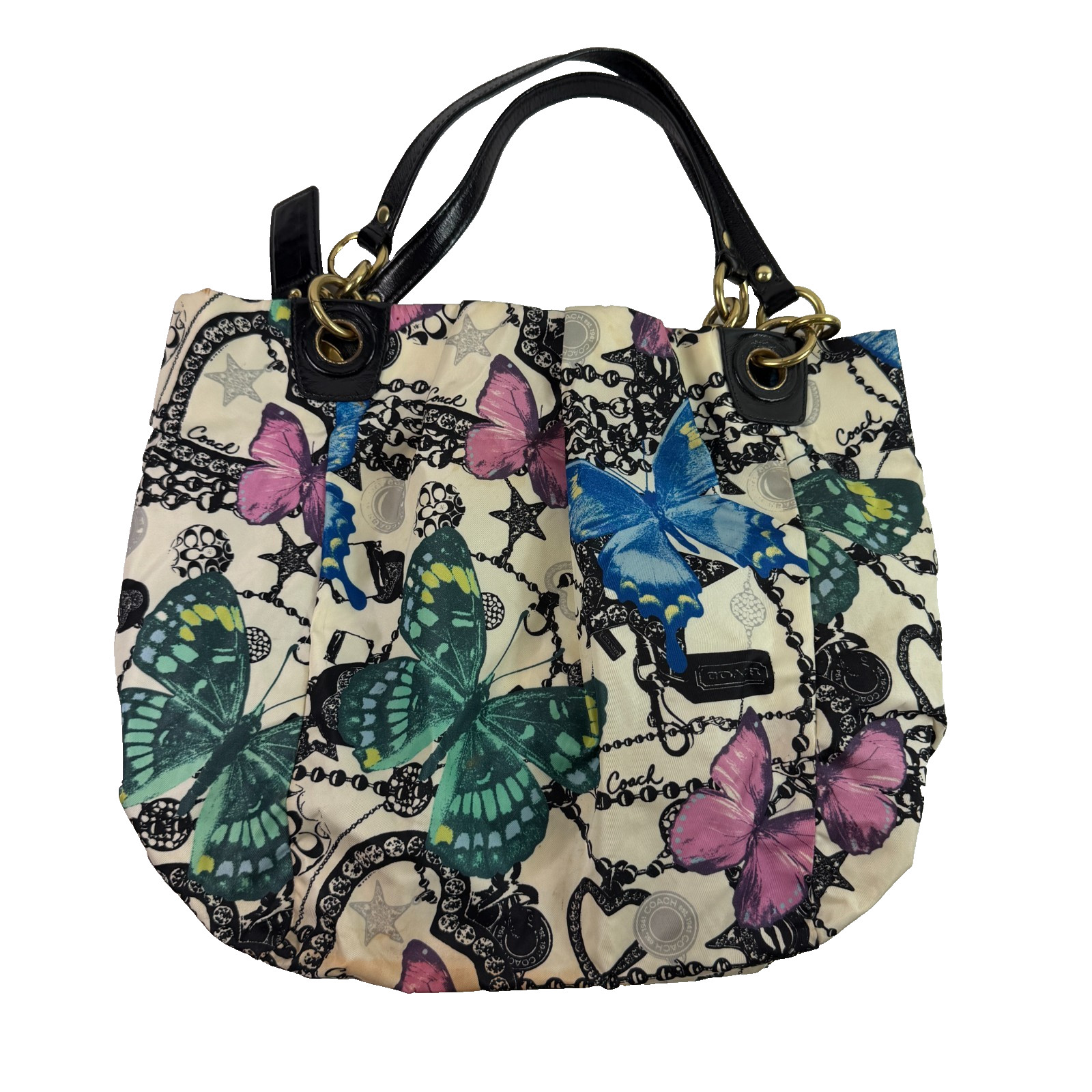Coach 13415 Parker Bandana Jewel Butterfly Hobo Shoulder Tote Bag 12x13x12