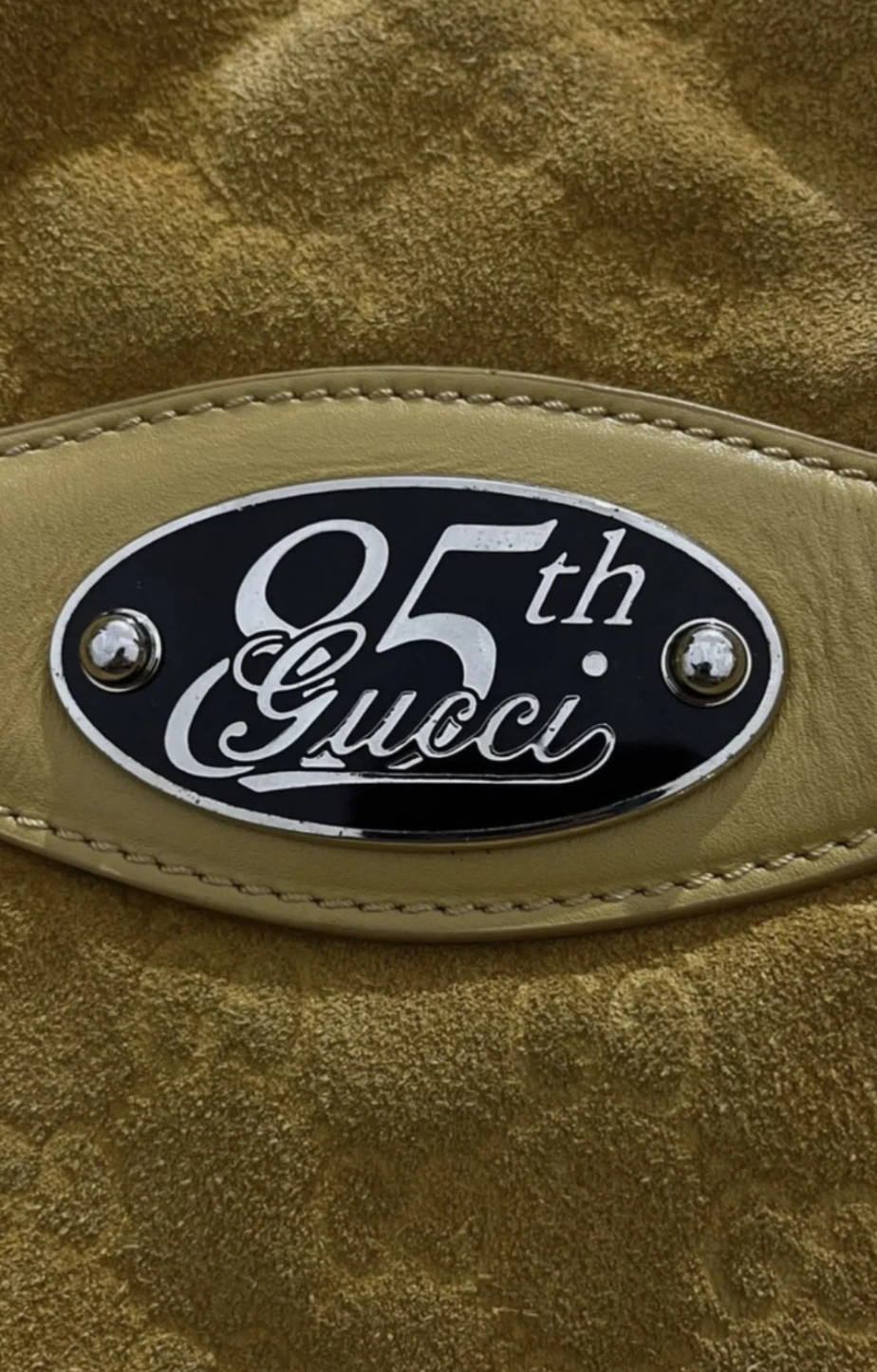 GUCCI 85TH ANNIVERSARY SUEDE GUCCISSIMA HANDBAG PRE-OWNED