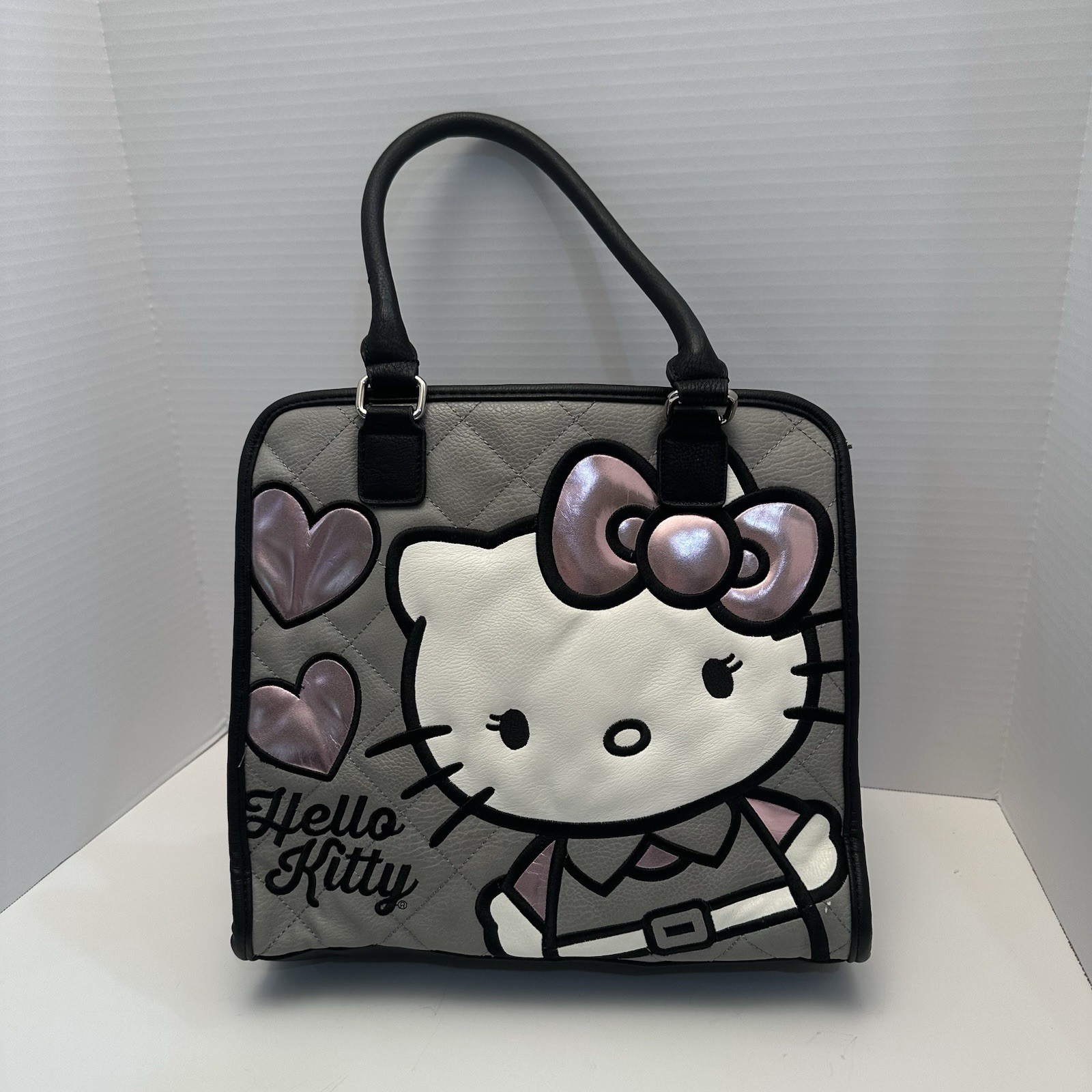 2015 Vintage Loungefly Hello Kitty Sanrio Pink & Gray Quilted Purse Y2K Rare