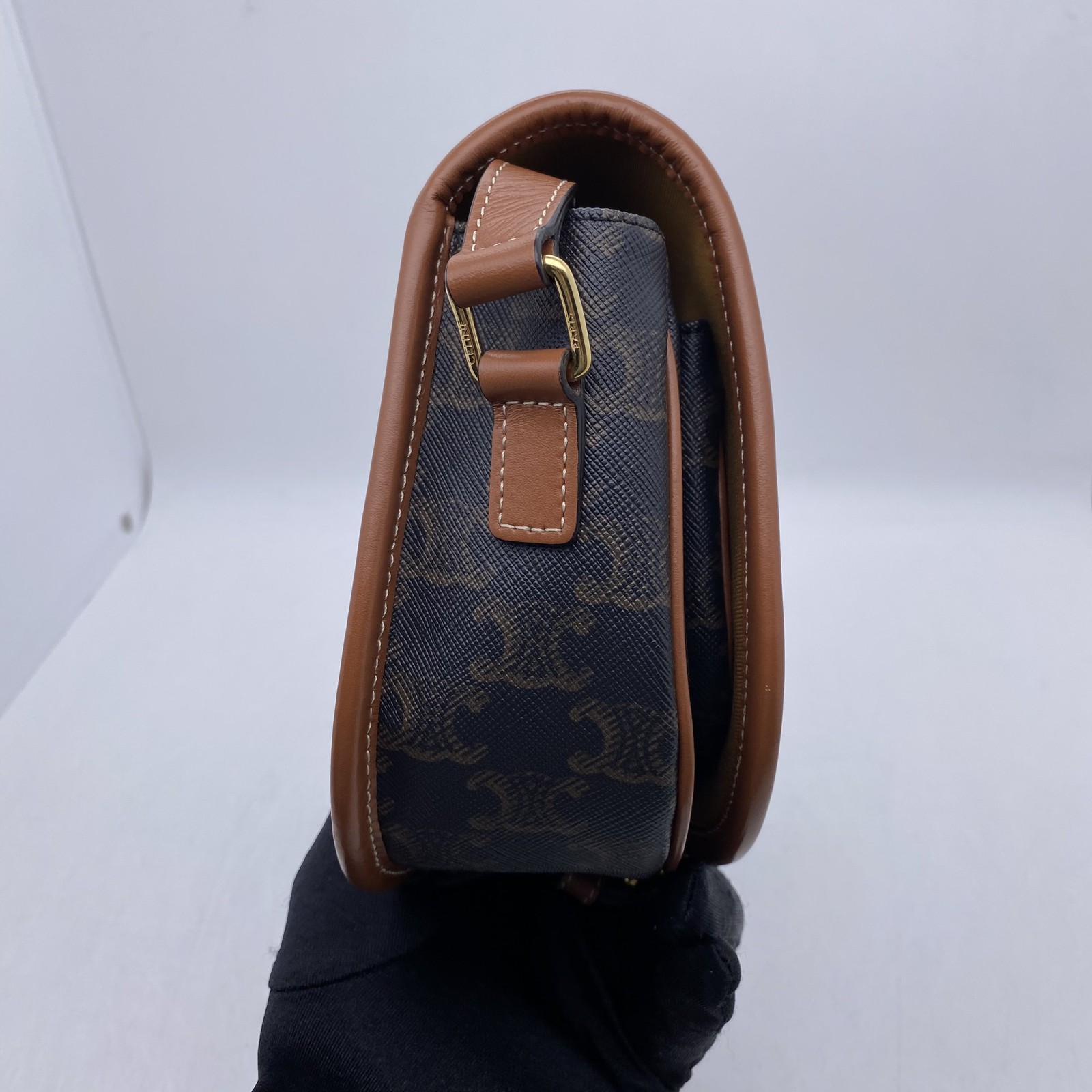 Celine Saddle Folco brown Triomphe small women’s shoulder crossbody bag