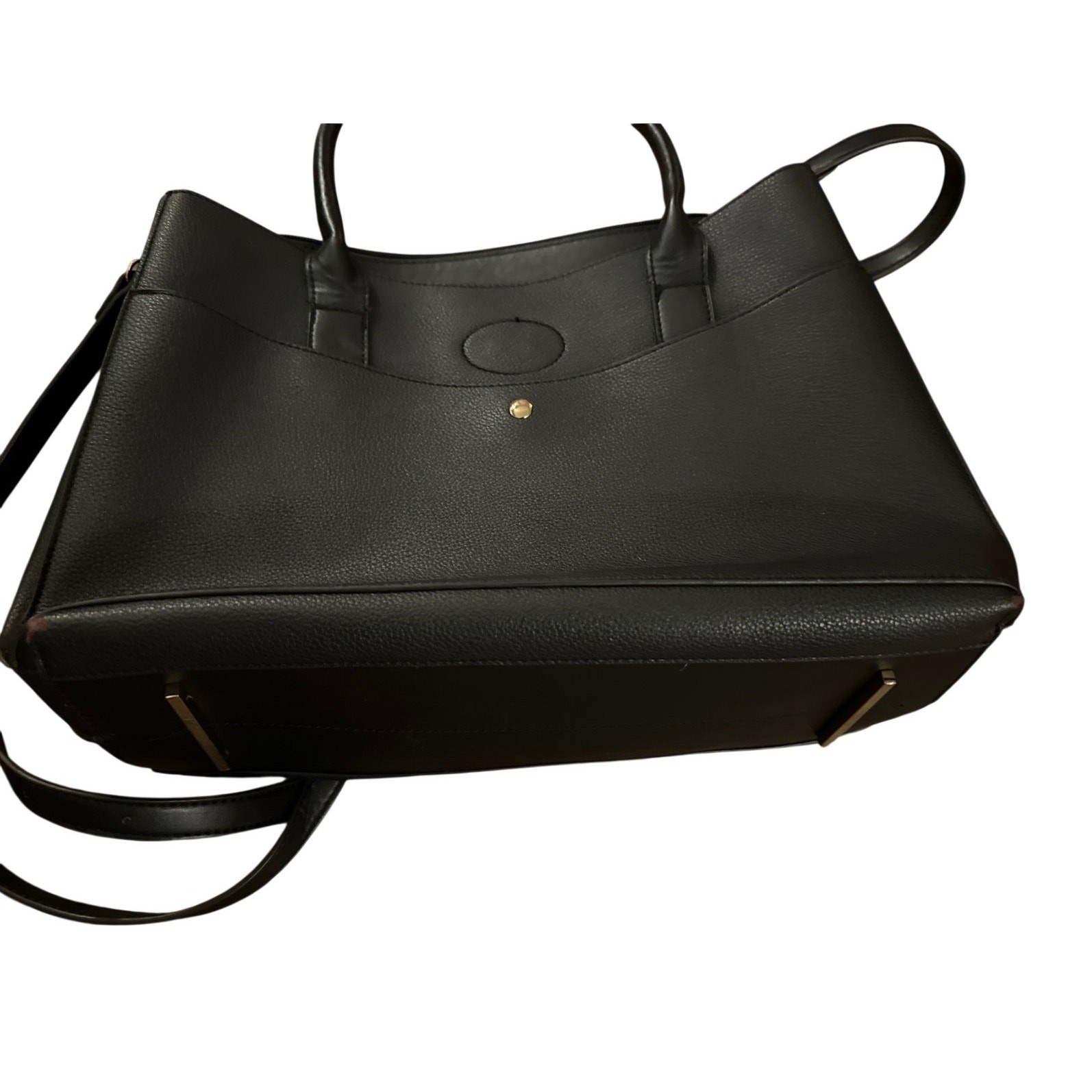 Celine Dion Maestro Black Leather Purse Shoulder Bag Crossbody Pearl Gold
