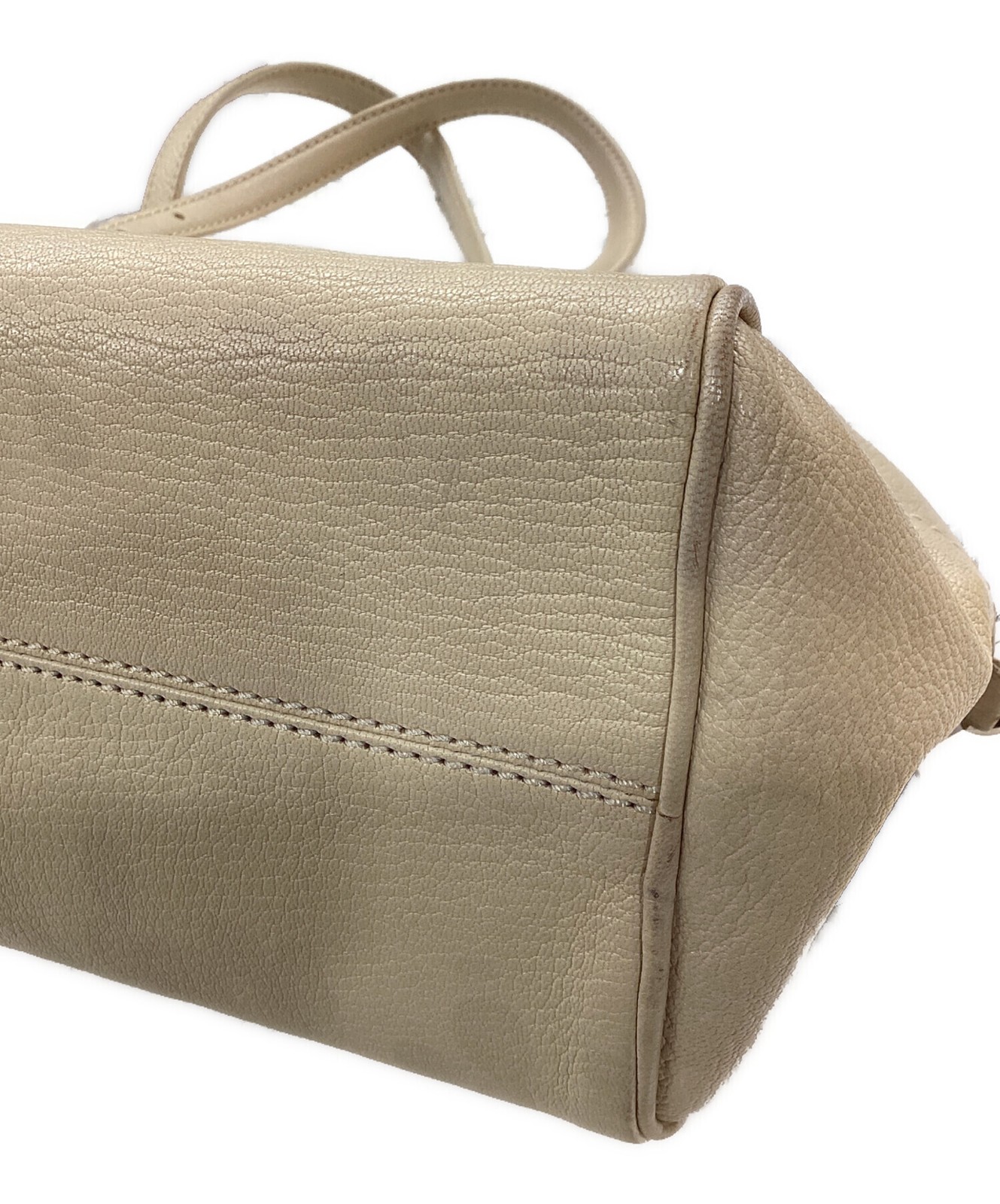 TOD S Boston bag Leather Beige Authentic From Japan