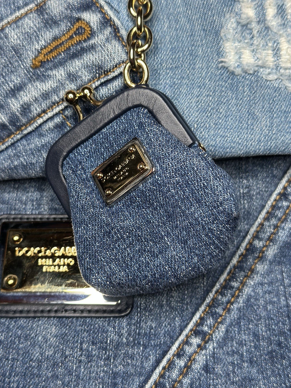 D & G DOLCE & GABBANA SICILY Denim patchwork Handbag