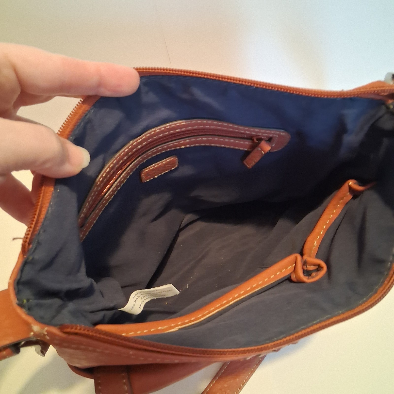 Chaps Crossbody Bag Brown Hobo Vegan Leather Casual Travel Adjustable AS IS