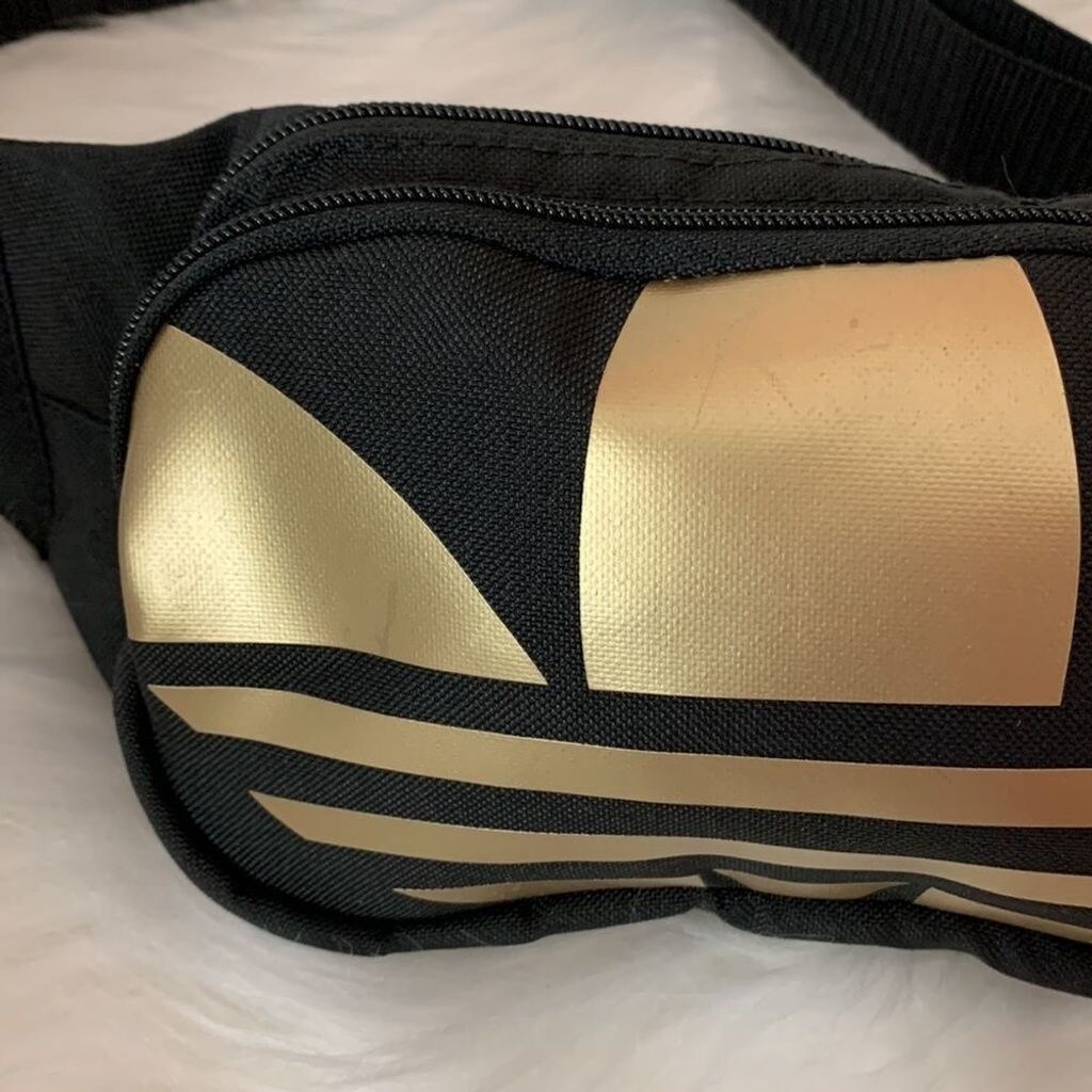 ADIDAS Black and Gold Hip Bag