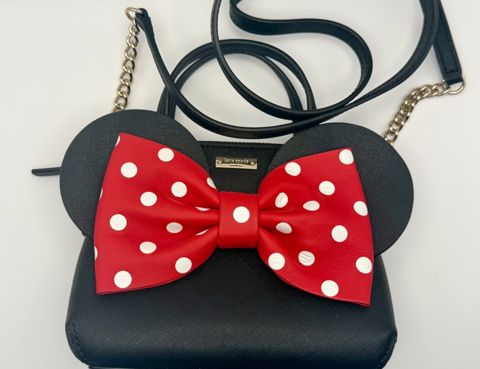 kate spade new york Minnie Mouse Mini Maise Leather Hand Bag – Black w card case