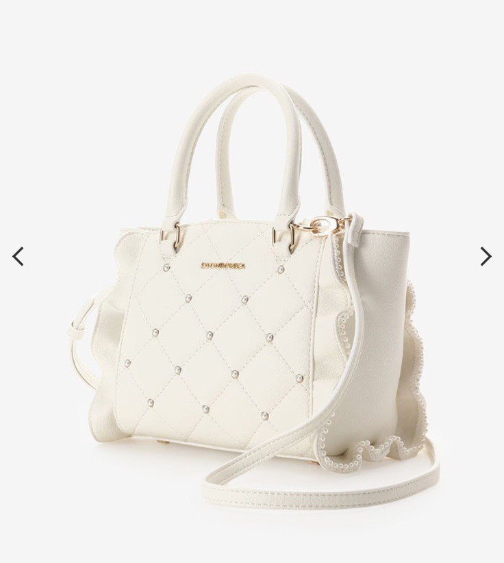 Japan Samantha Vega Quilted Pearl Flutter Mini Hand Bag Strapped off White Faux