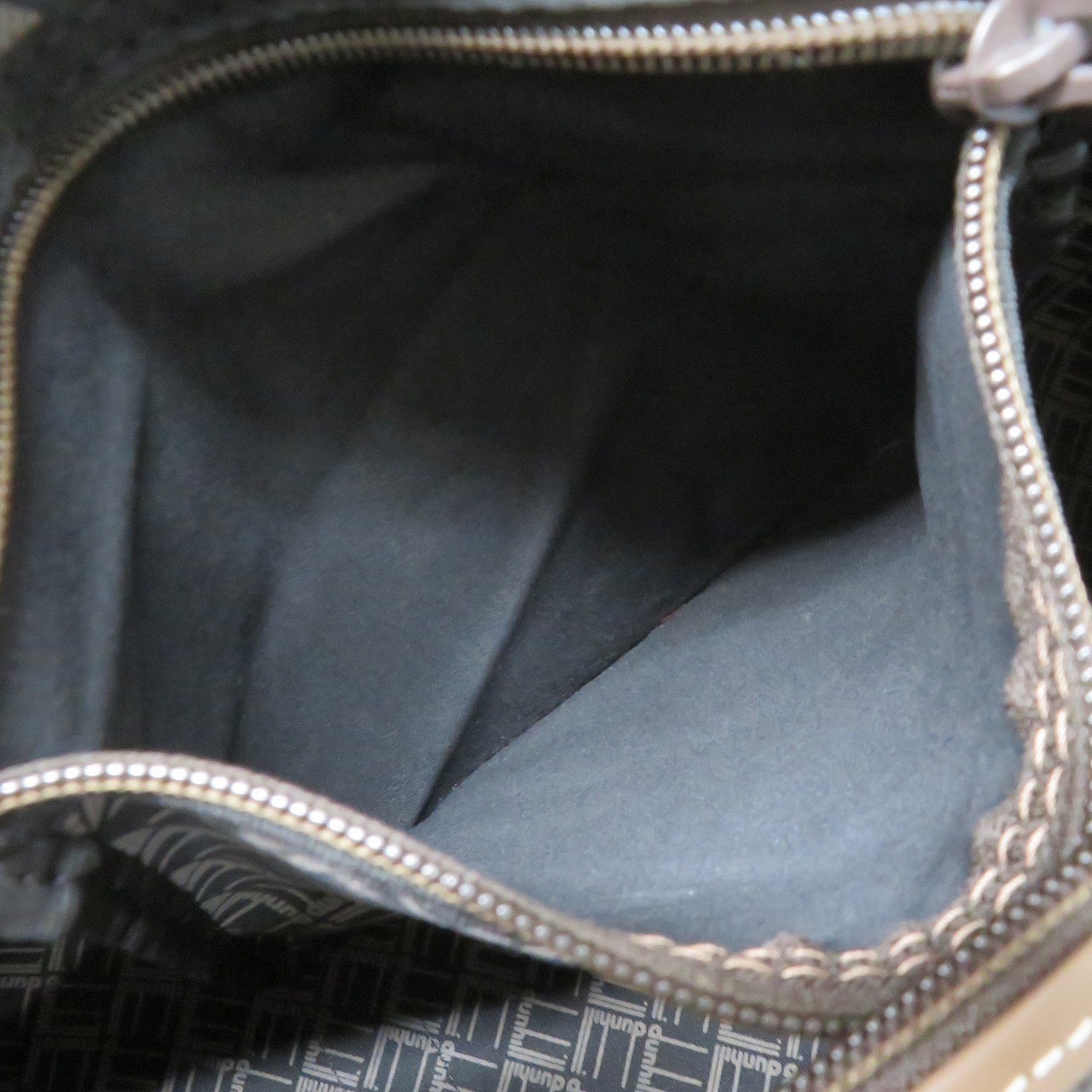 dunhill Boston Bag PVC Leather Brown Gray Travel Used