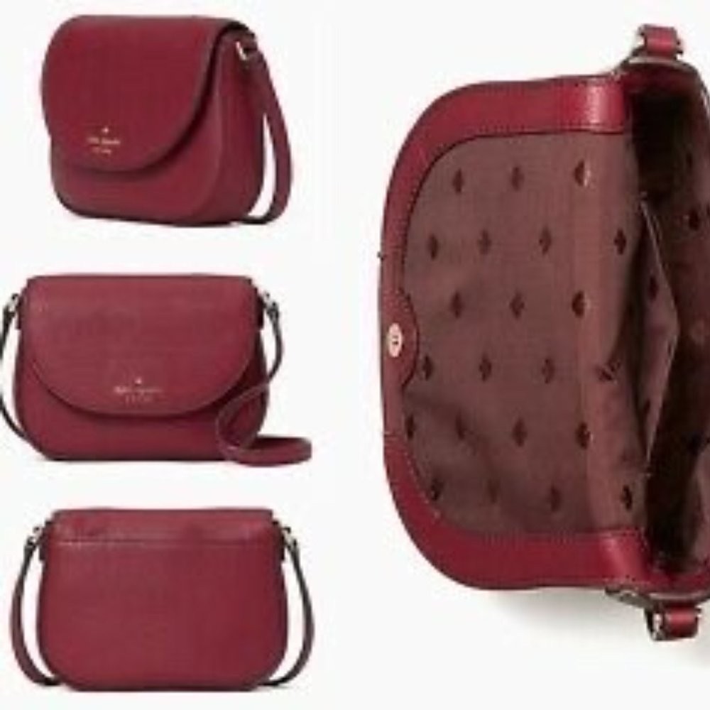 Kate Spade Leila Mini Flap Crossbody-Blackberry Prv-Leather WLR00396 NWT FS