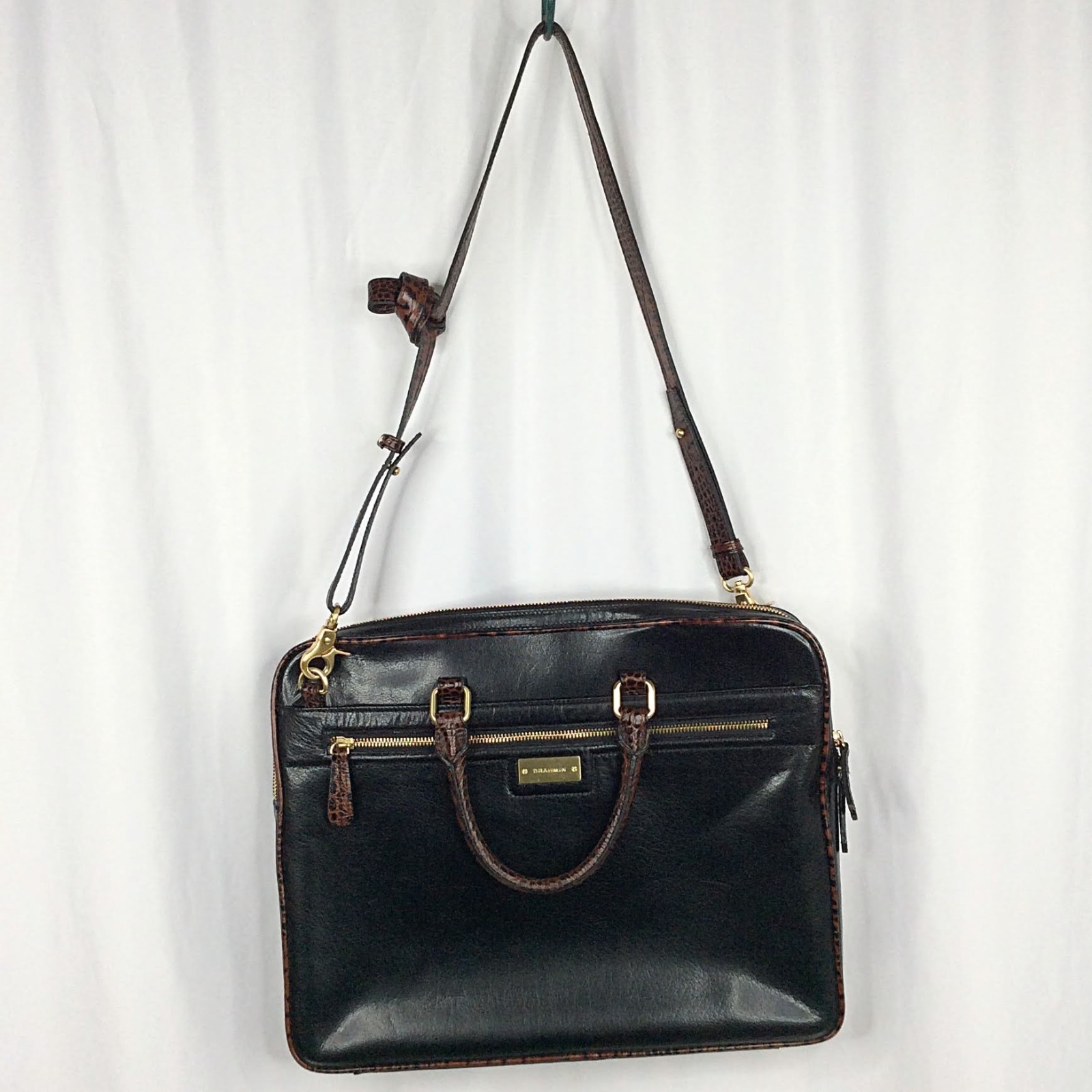 BRAHMIN Laptop Case Business Tote Briefcase Work Bag Travel Mixed Leather