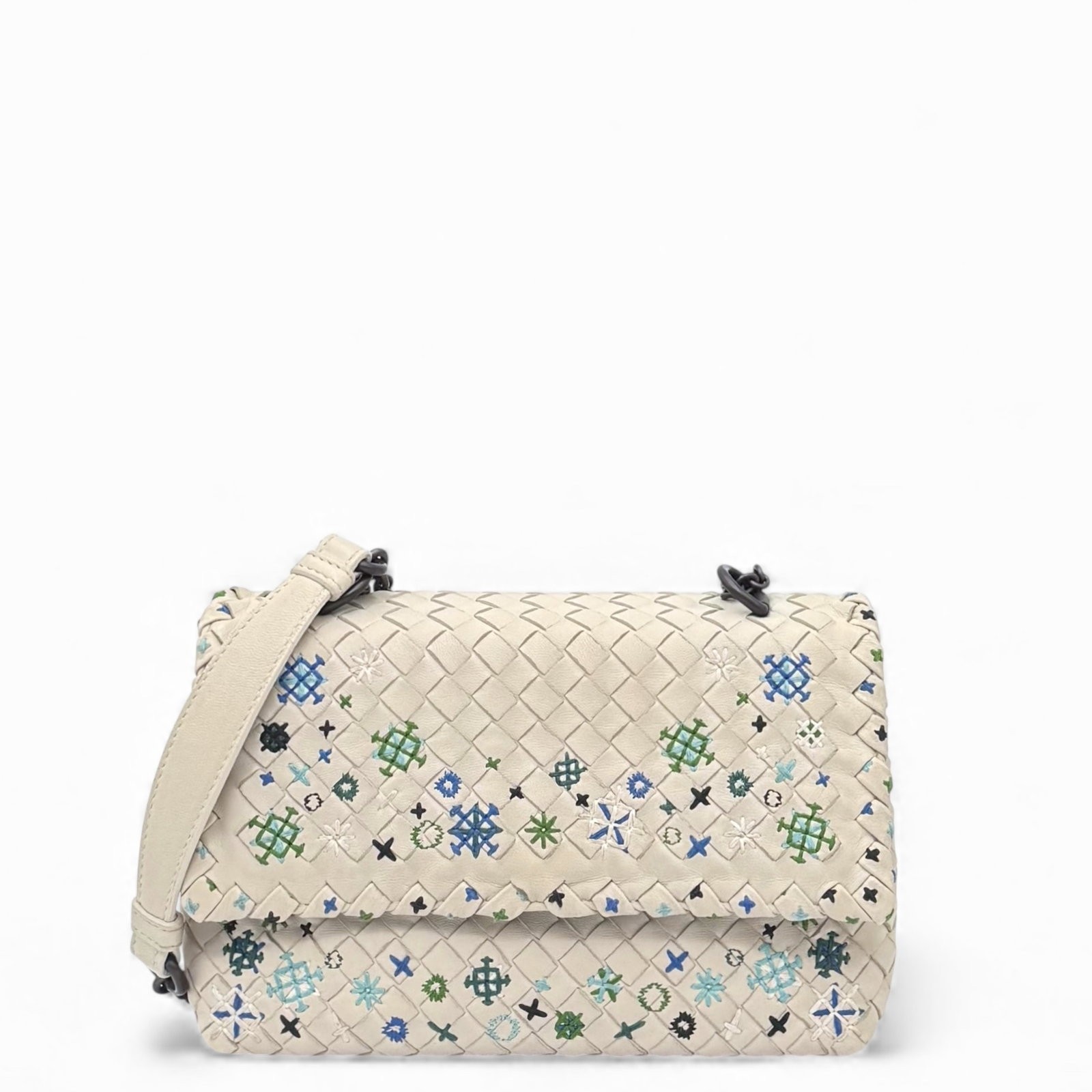 Bottega Veneta Small Olimpia Shoulder Bag White Calfskin Intrecciato (sx1105m4)