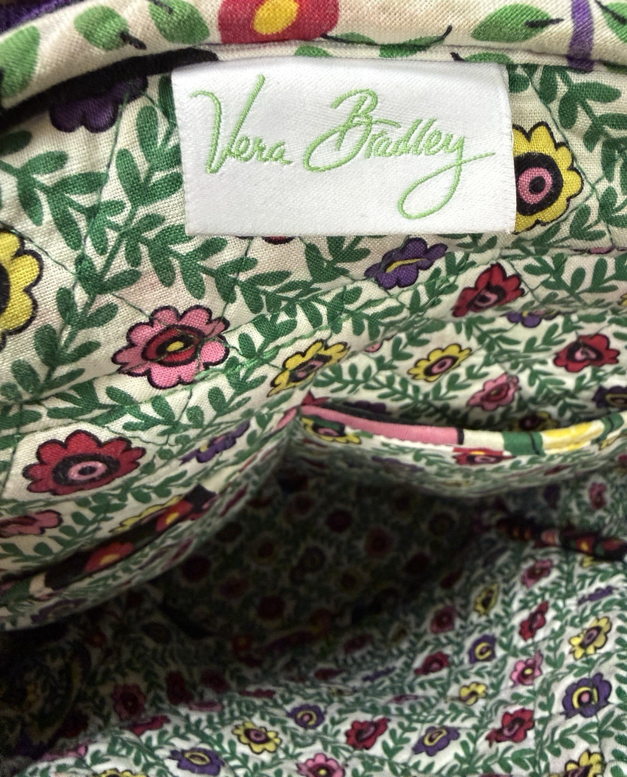 Vera Bradley Small Quilted Backpack Floral Pattern Purple/Pink/Green