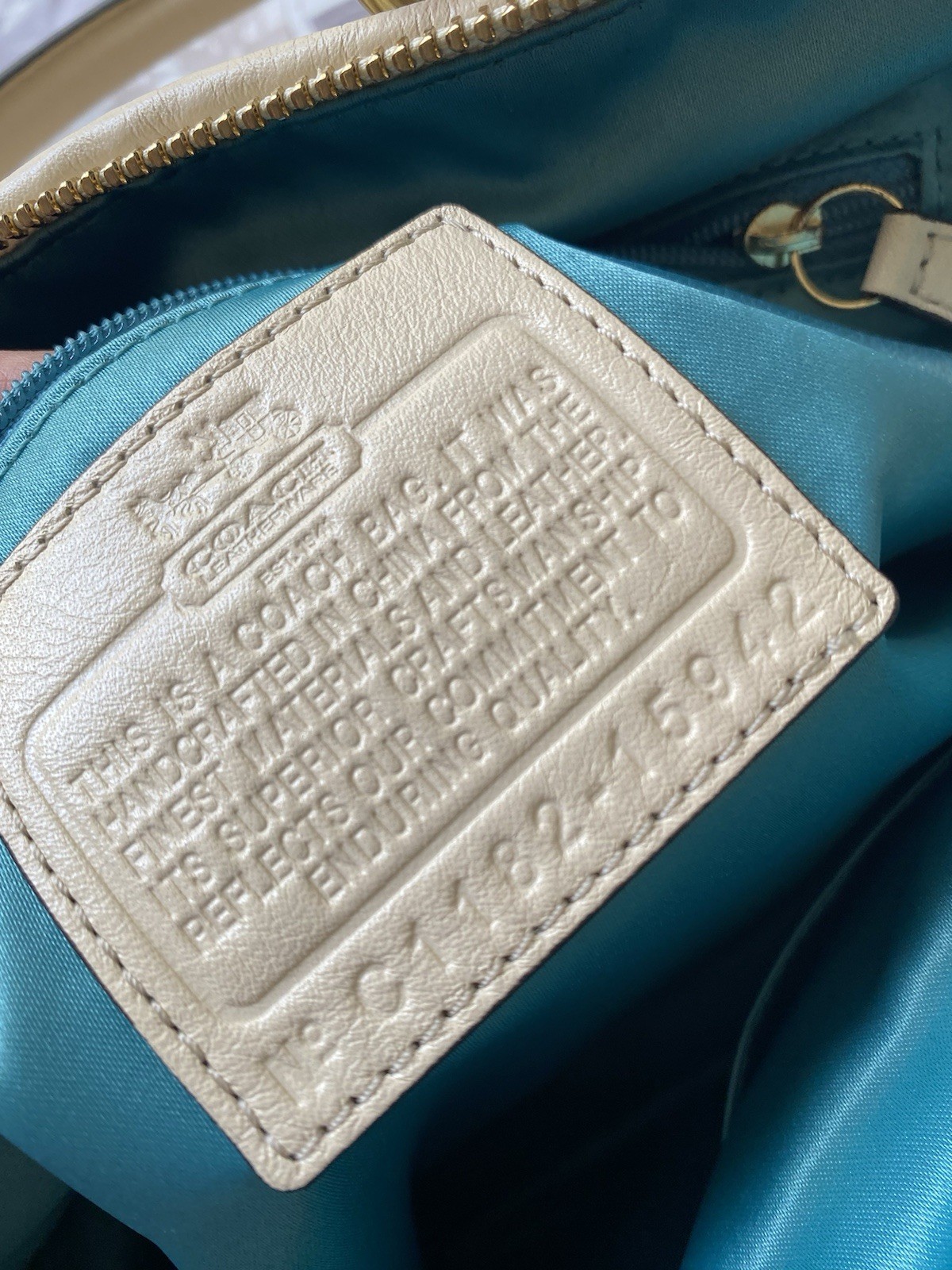 Light Beige Coach Madison Sophia Gathered Leather Bag