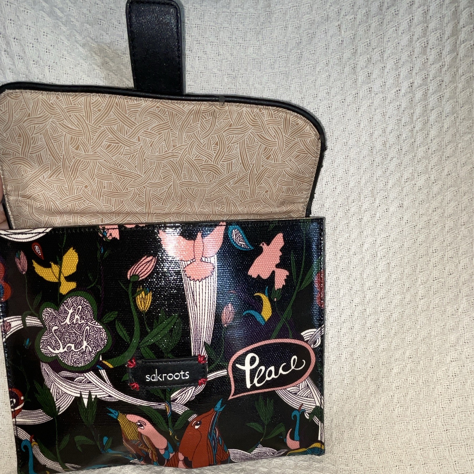 Sakroots Multicolor Coated Floral Bird Nature Small Clutch Magnetic Closure