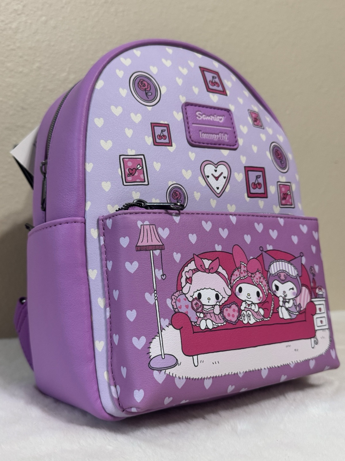 Loungefly Sanrio My Melody Kuromi My Sweet Piano Sleepover Backpack NWT
