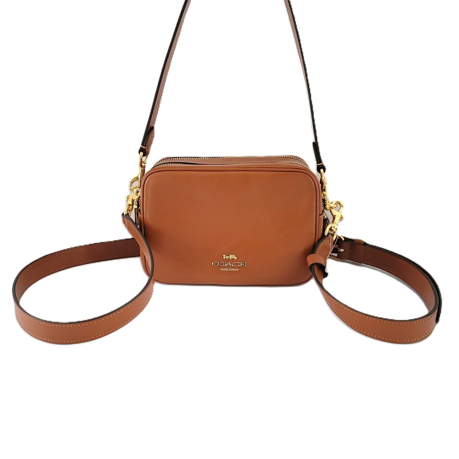 Coach CEA02 Mini Carey Crinkle Leather Crossbody Bag Handbag Cinnamon