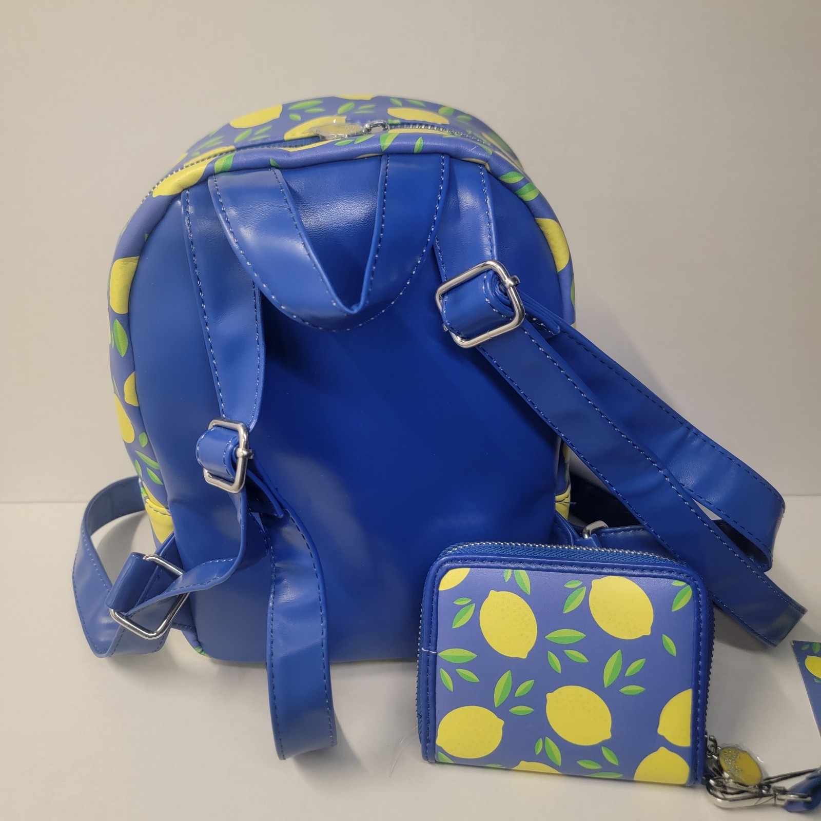 NEW Dabney Lee Lemon 🍋 Blue Backpack With Zip Wallet & Wristlet Lot Of 3 Bundle