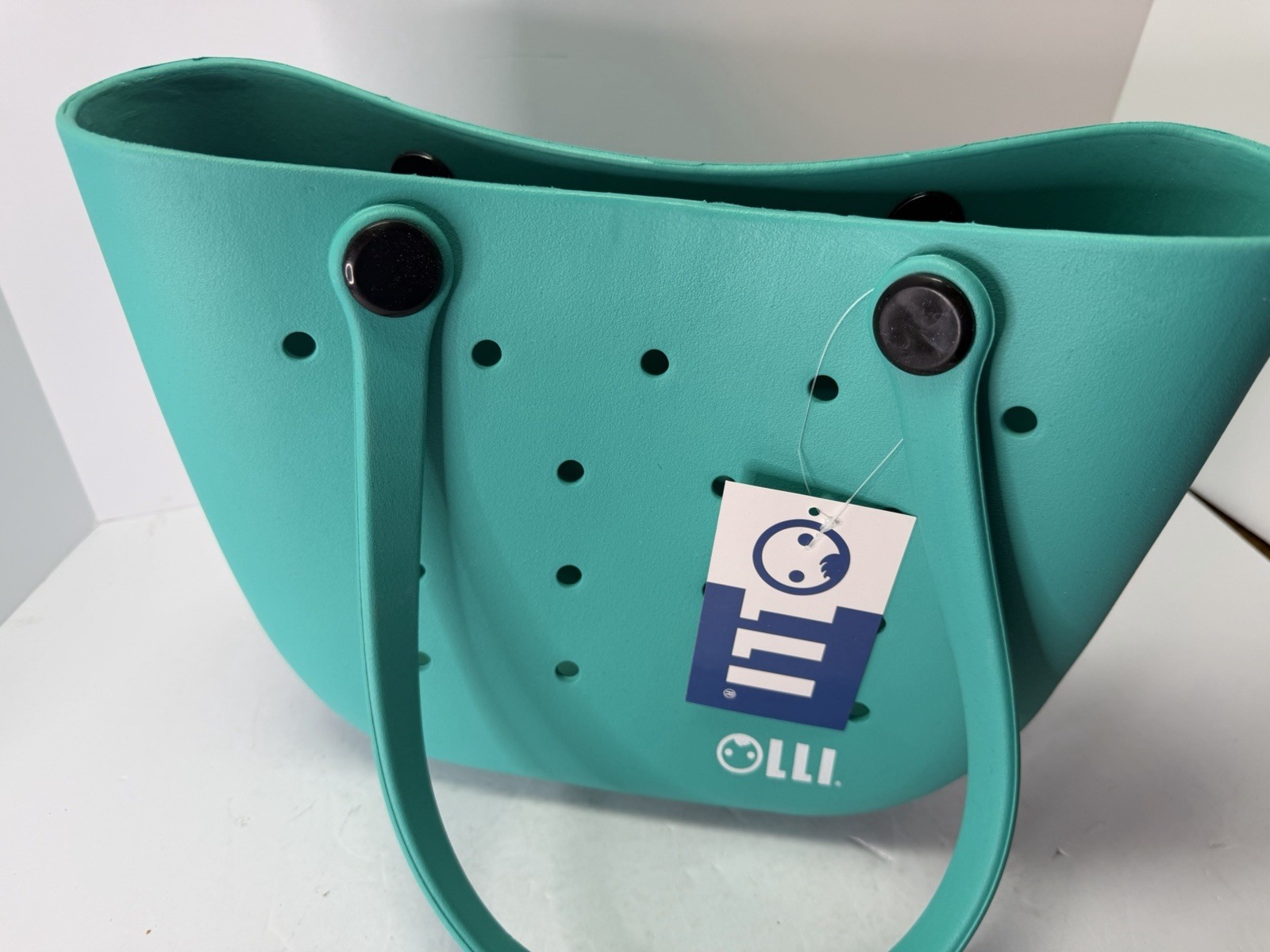 Olli Small Tote Bag Rubber 13 Inch Wide 10.5 Inches Deep 3 Inches Wide Opening