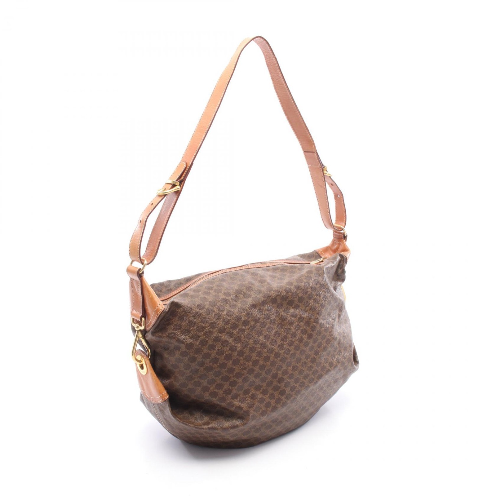 CELINE Macadam Shoulder Bag Brown PVC Coated Leather W15.0 x H9.1 x D5.9 in