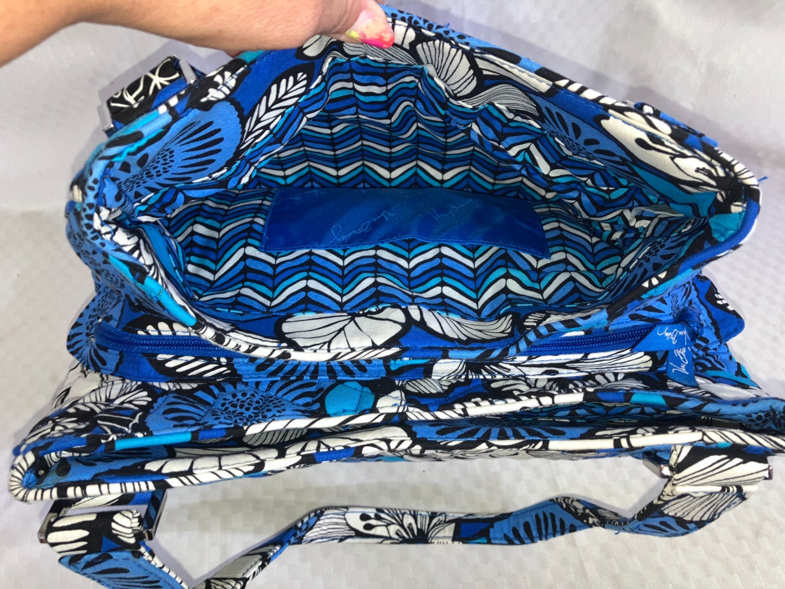 Vera Bradley Emily Satchel Handbag Purse Women OS Blue Bayou Quilted Floral