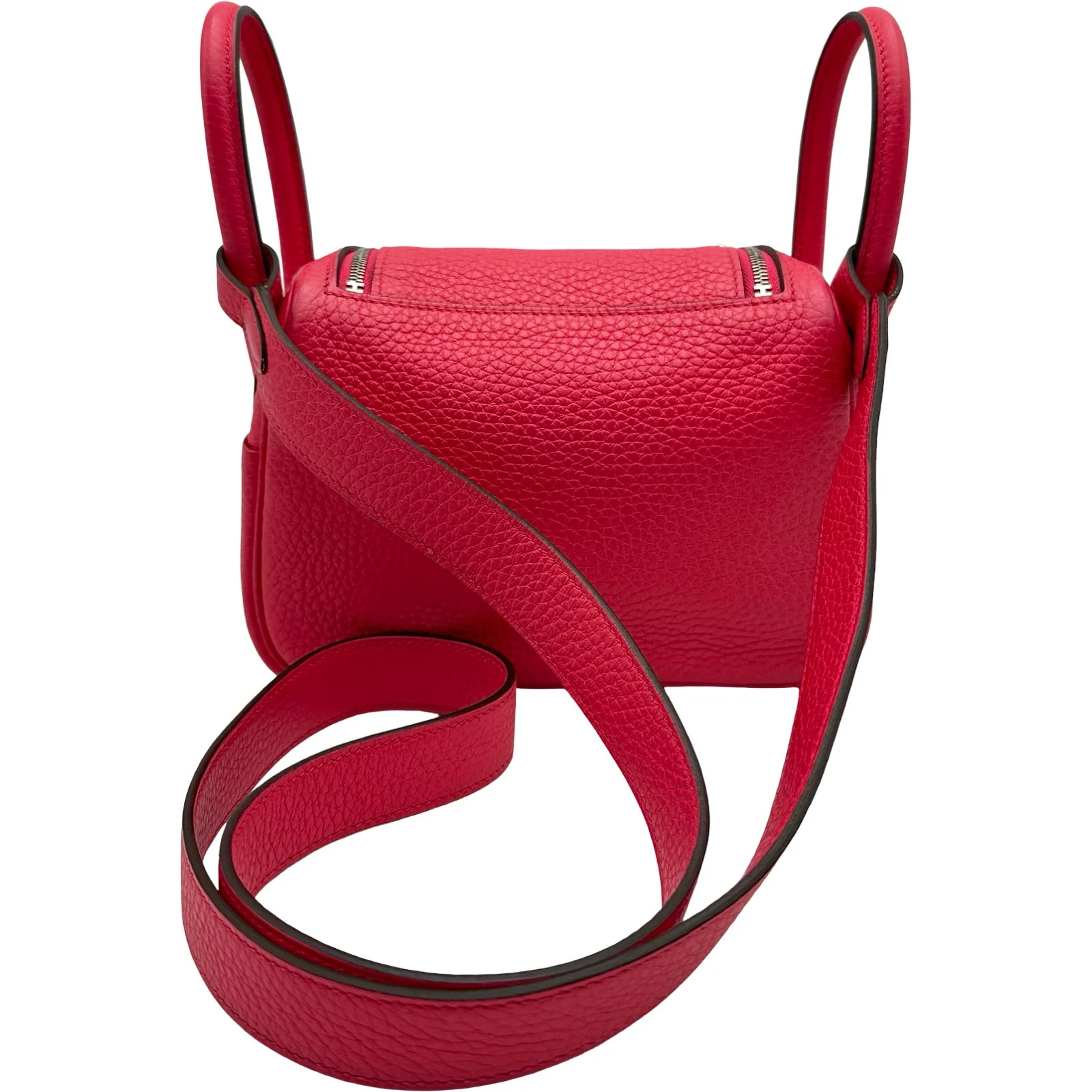 HERMES Lindy Mini Rose Mexico Taurillon Clemence Leather Shoulder Bag #OKB7738
