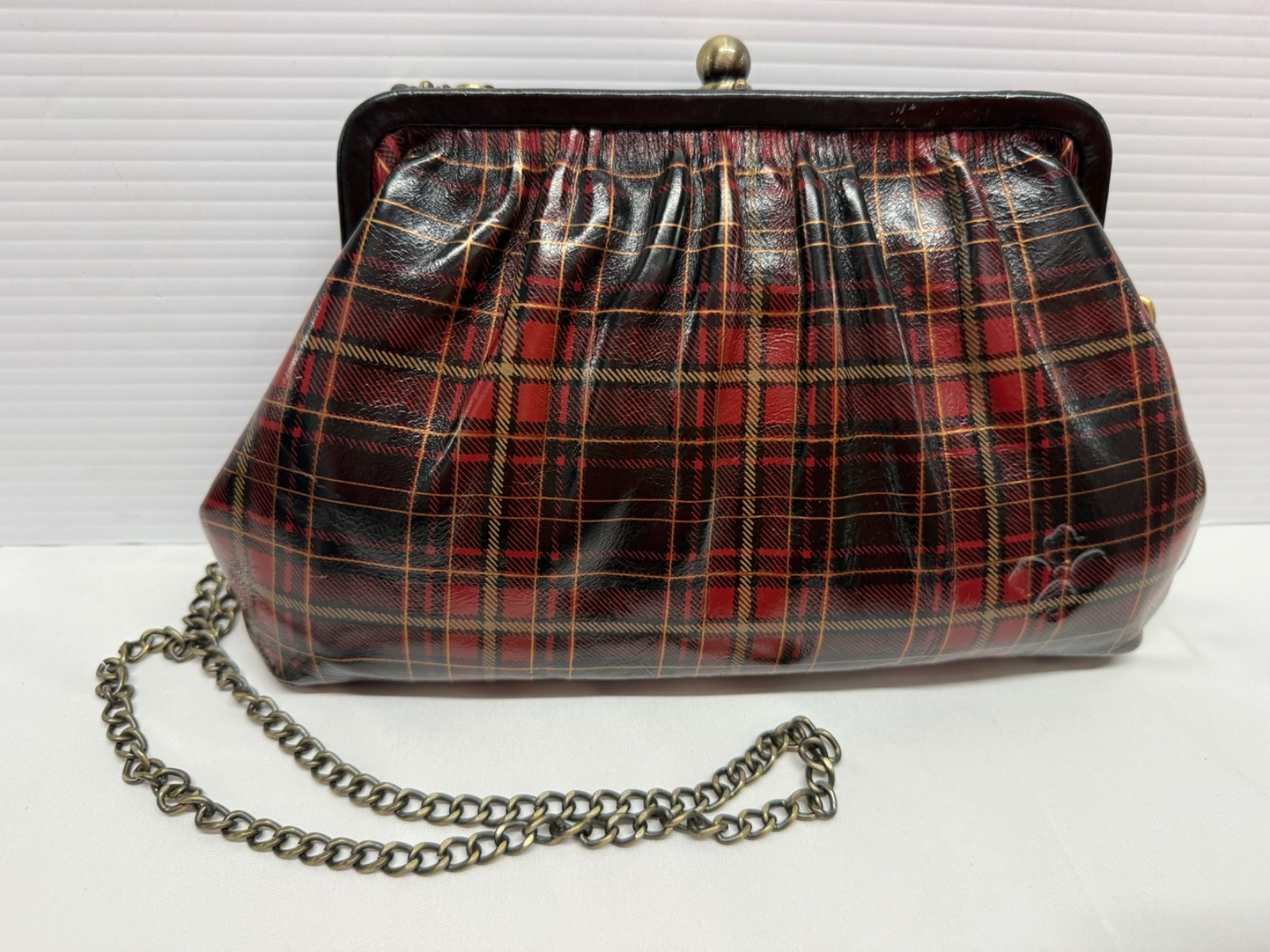 Patricia Nash Bag 11″x7″x2″ EALING Leather Frame Crossbody BLUE GREEN TARTAN NEW