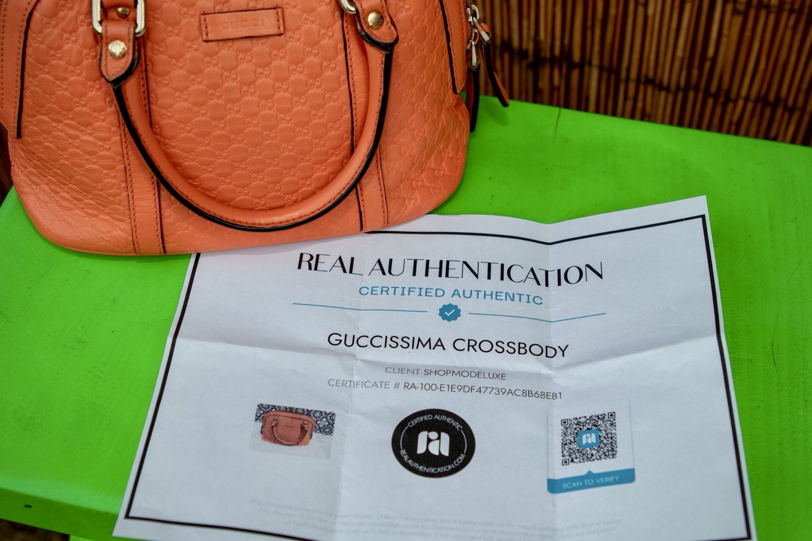 Gucci Guccissima Orange GG Zip Top Handle Satchel Bag Lined Pockets Silver
